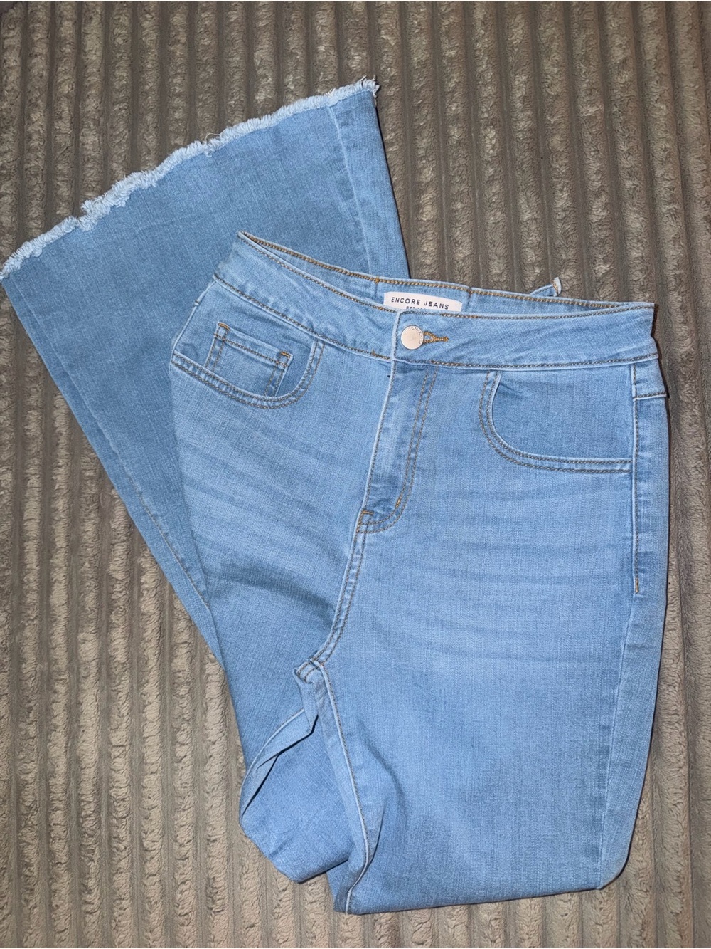 Encore Jeans Light Blue Wide Leg Jeans with Frayed Hem (free shipping)